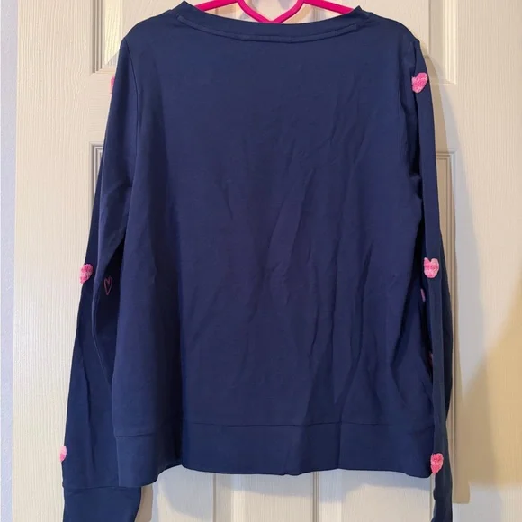 NWT Lilly Pulitzer Rami Long Sleeve Shirt– Navy Wild Heart Chenille Large💗 - Picture 2 of 13